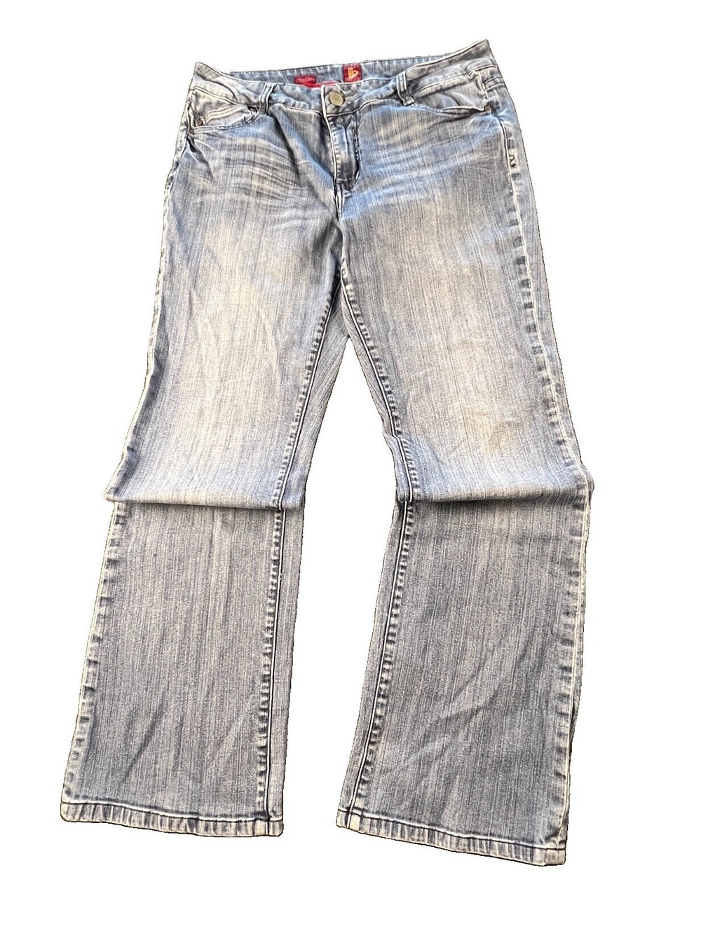 Vintage Y2K Sasson Bootcut Jeans Womens 12 Embroidered Wing Pockets Faded 33x31 - Picture 2 of 13
